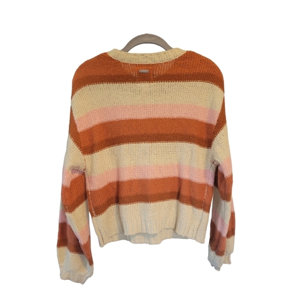 Billabong Striped Knit Sweater Womens S Boxy Fit Drop Shoulder Crewneck Fall - Picture 5 of 10